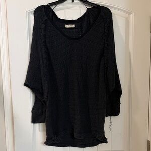 We The Free Black Textured Knit Top